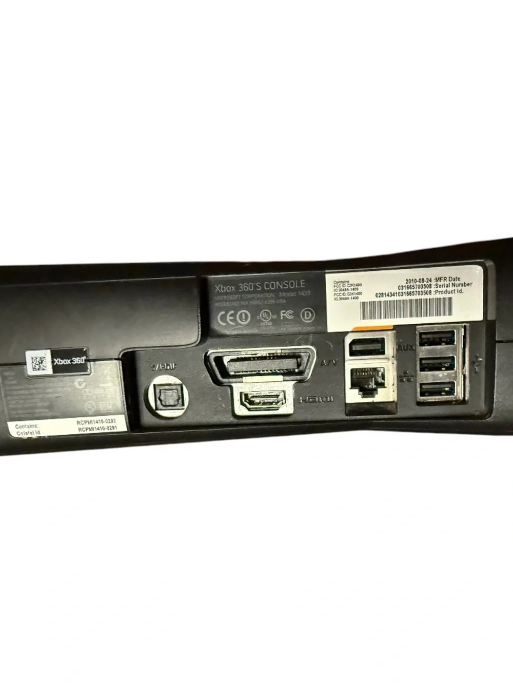 Microsoft Xbox 360 S (Slim) Black Console Model 1439 ~ Console Only ~ Works
